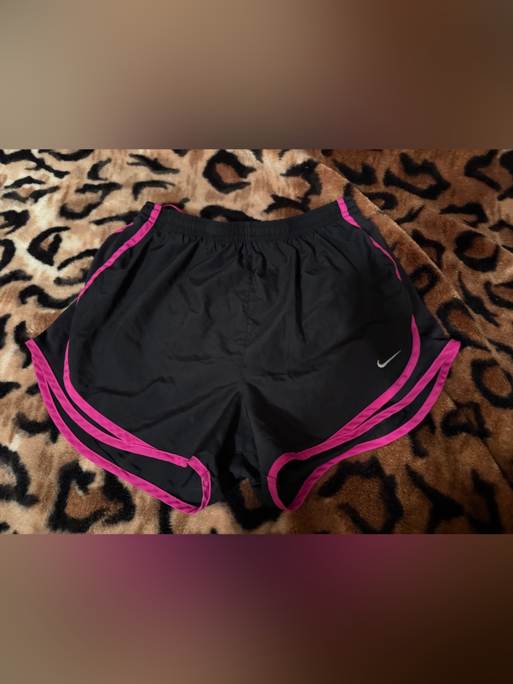 Nike Women’s Black Athletic Shorts with Pink Trim
